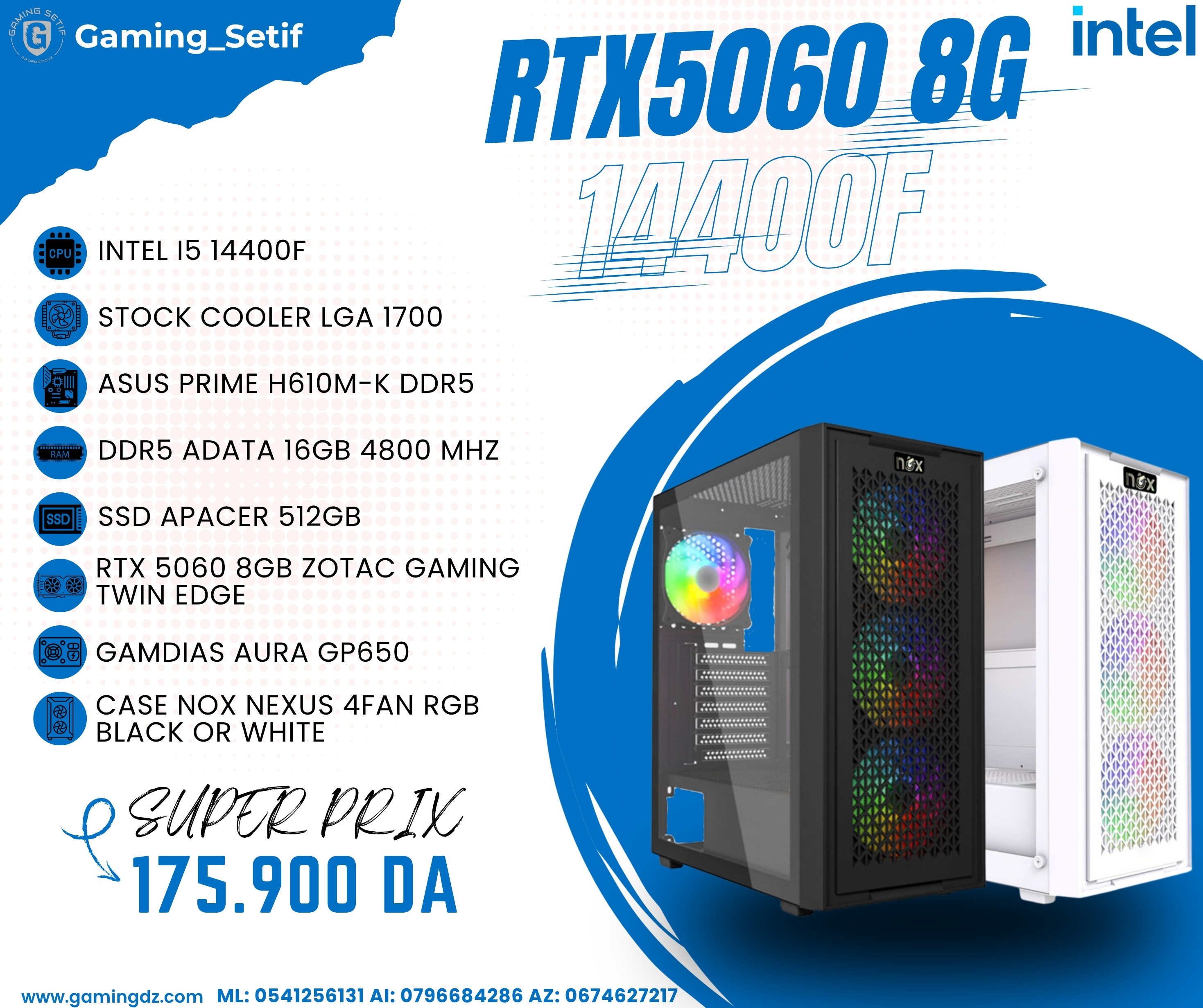 PC CONFIG GAMING WORK STATION INTEL CORE i5 14400F RTX5060